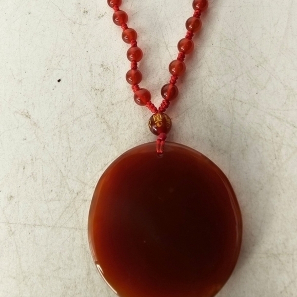 Vintage red agate pendant necklace with red‎ agate beads - Picture 4 of 7